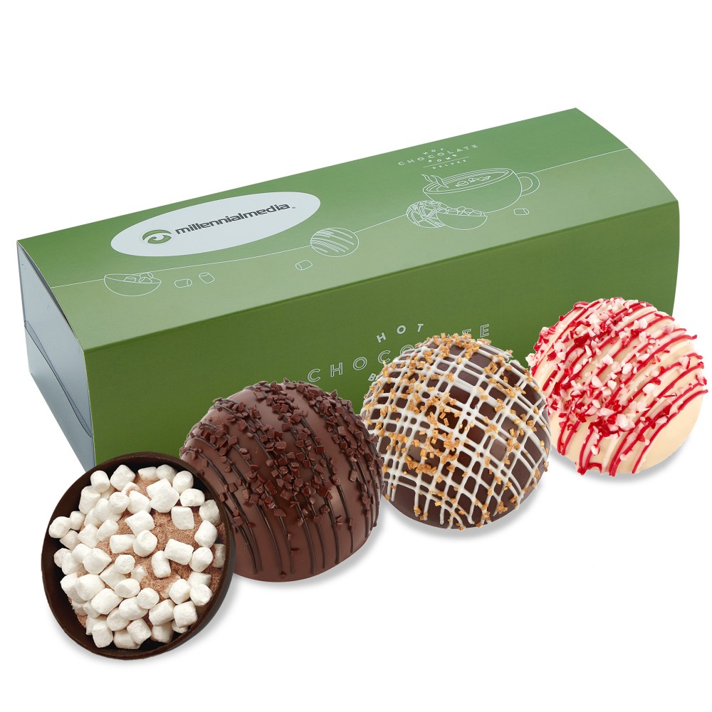 Custom Imprinted Hot Chocolate Bomb Gift Box - Deluxe Flavor - 3 Pack - Option 2
