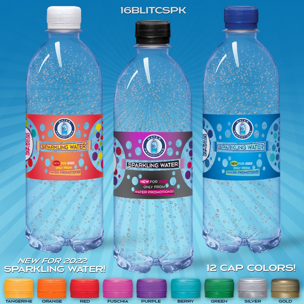 Custom Imprinted 16.9 oz. Sparkling Water Full Color Label, Clear Bullet Bottle