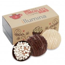 Hot Chocolate Bomb Gift Box - Deluxe Flavor - 2 Pack - Milk & Dark Delight, White Chocolate Crystal Logo Branded