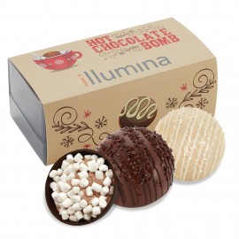 Hot Chocolate Bomb Gift Box - Deluxe Flavor - 2 Pack - Milk & Dark Delight, White Chocolate Crystal with Logo