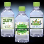 Promotional 12 oz. Custom Label Spring Water w/Lime Green Flat Cap - Clear Bottle