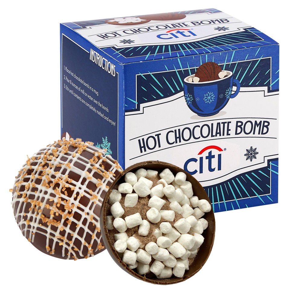 Custom Printed Hot Chocolate Bomb Gift Box - Deluxe Flavor - Dark Chocolate Crystal