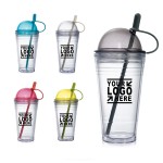 Custom Printed 20 Oz. Double wall Acrylic Tumbler w/ Color Straw & Round Lid