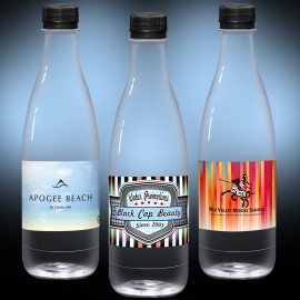 16.9 oz. Custom Labeled Water in Clear Glastic Bottle w/Black Cap Custom Imprinted