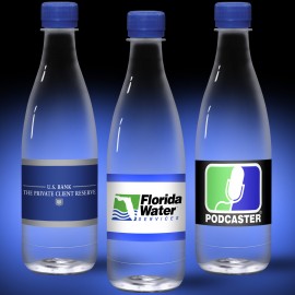 Custom Imprinted 16.9 oz. Custom Labeled Water in Clear Glastic Bottle w/Blue Cap