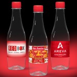 12 oz. Full Color Label, Clear Glastic Bottle w/Red Cap Custom Printed