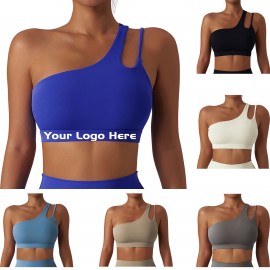 Diagonal Shoulder Yoga Sports Bra Running Fitness Tank Top Custom Printed  Diagonal Shoulder Yoga Sports Bra Running Fitness Tank Top Custom Printed