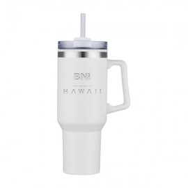 40oz Double Wall Insulated Travel Mug With Handle And Straw with Logo