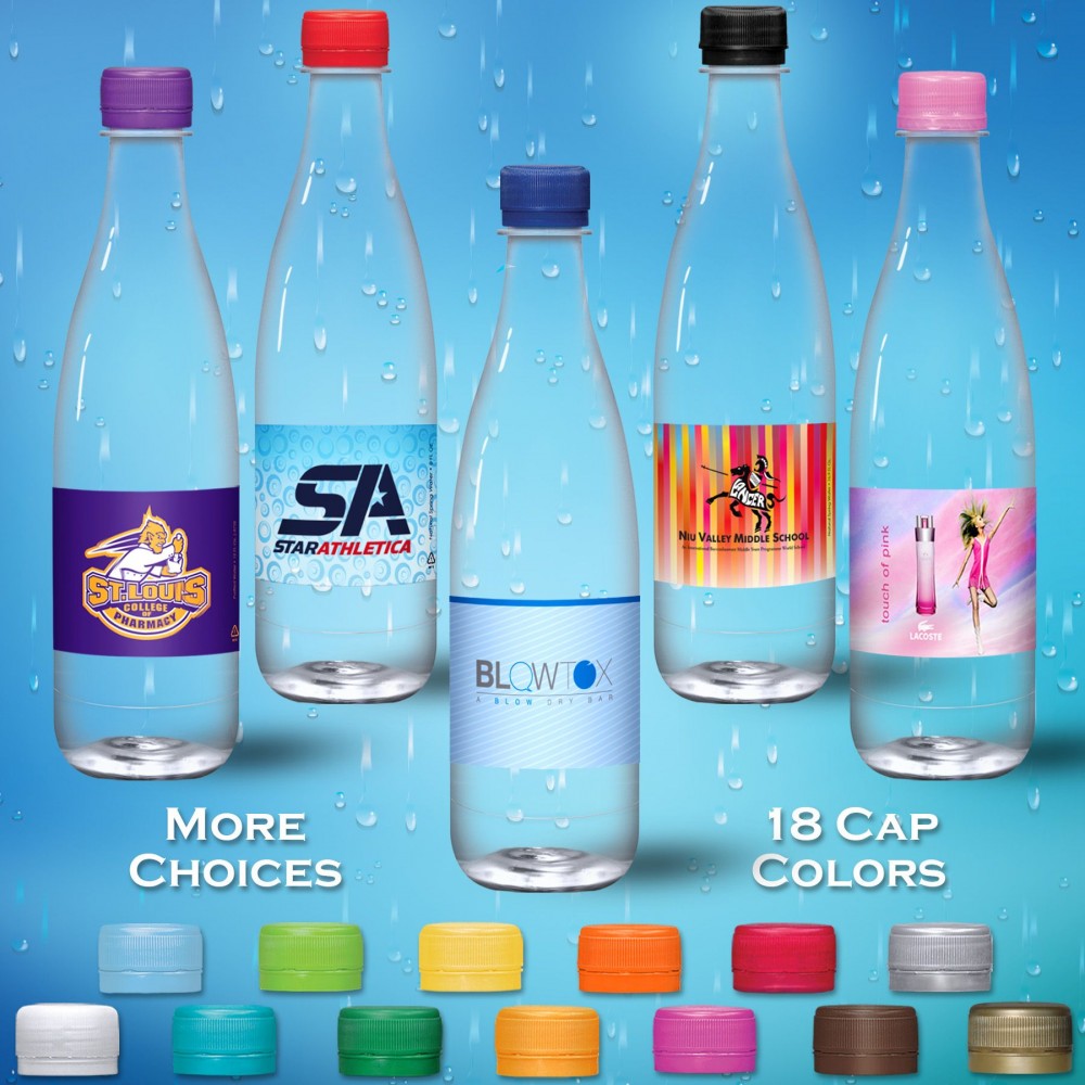 Promotional 16.9 oz. Spring Water Full Color Label, Clear Glastic Bottle w/Black Cap