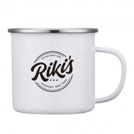 Logo Branded 16 Oz. Coffee Mug Enamel W/ SS Rim