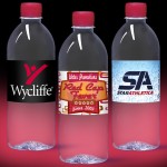 16.9 oz. Spring Water Full Color Label, Clear Bullet Bottle w/Ruby Red Cap Custom Printed