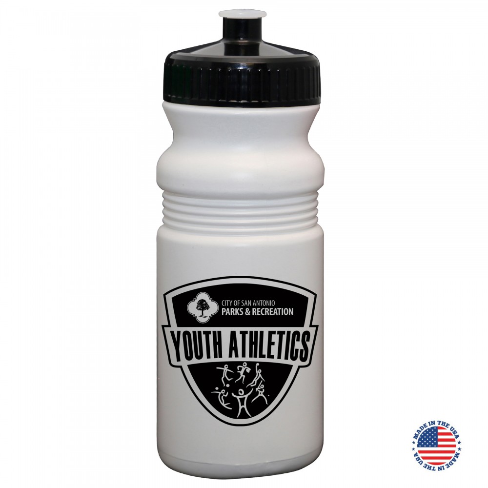 Logo Branded 20 Oz. USA-Made White Sport Bottle with Push-pull Lid