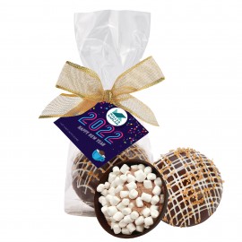 Promotional New Years Hot Chocolate Bomb Mug Stuffer - Deluxe Flavor - Dark Chocolate Crystal