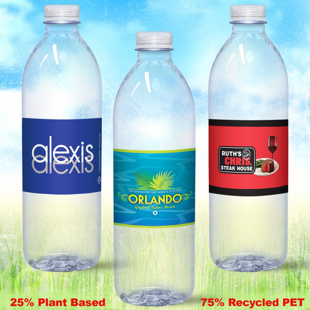 Logo Branded 16.9 oz. Custom Label Spring Water w/ Flat Cap - Clear Bullet ECO Bottle Logo Branded 16.9 oz. Custom Label Spring Water w/ Flat Cap - Clear Bullet ECO Bottle