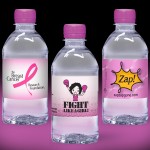 Promotional 12 oz. Custom Label Water w/Fuschia Flat Cap - Clear Bottle