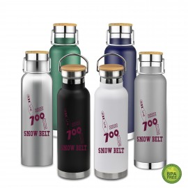 20oz Stainless Steel Bamboo Cap Bottle with Logo  20oz Stainless Steel Bamboo Cap Bottle with Logo
