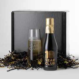Sparkling Wine Kit with Mini Bottle & Stemless Flute Logo Branded