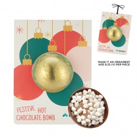 Custom Imprinted Holiday Hot Chocolate Bomb Billboard Card - Ornament with Gold Foil