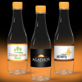 Custom Printed 12 oz. Full Color Label, Clear Glastic Bottle w/Tangerine Cap