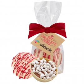 Hot Chocolate Bomb Mug Stuffer - Deluxe Flavor - White Chocolate Peppermint with Logo