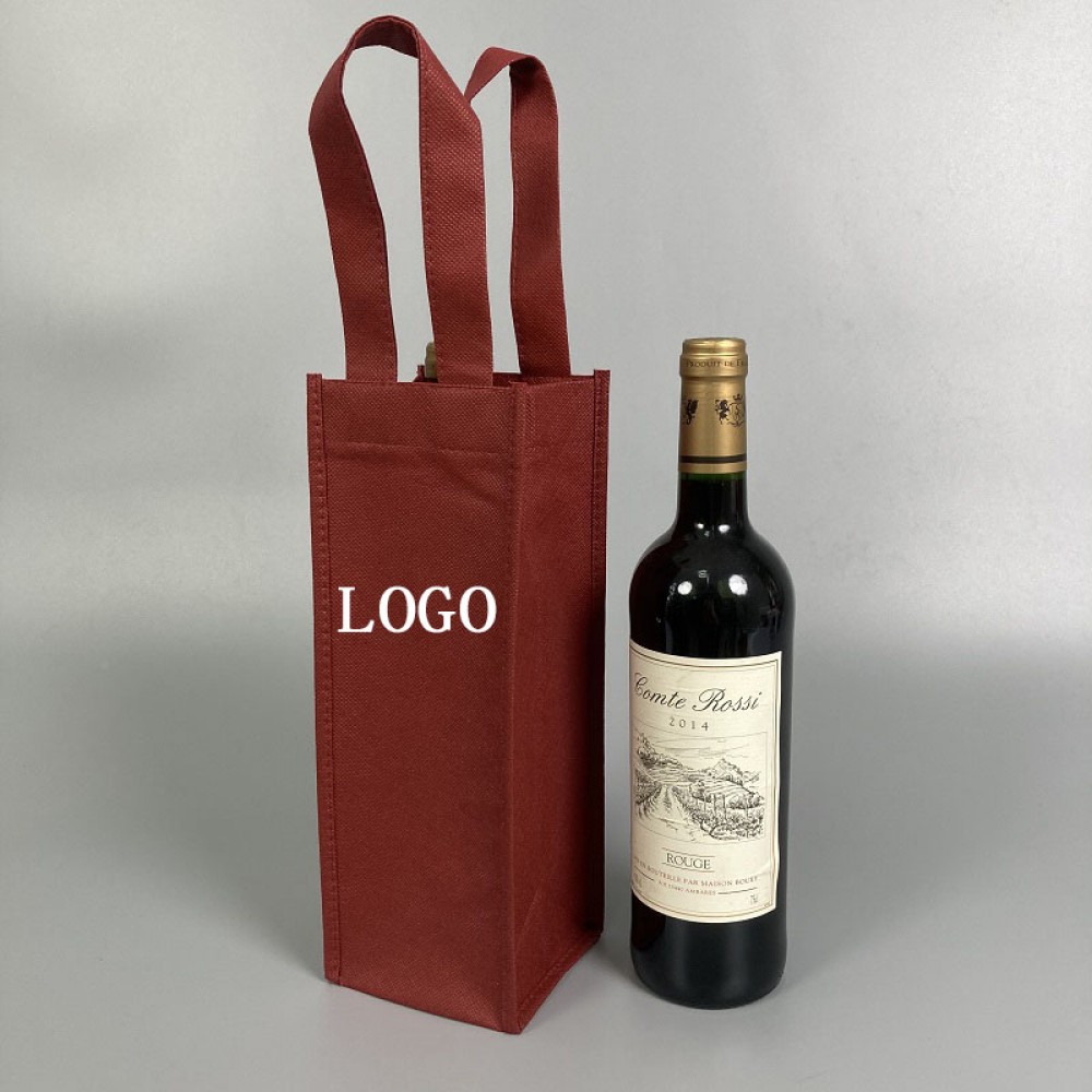 Promotional Non-Woven Single Bottles Wine Tote Bag