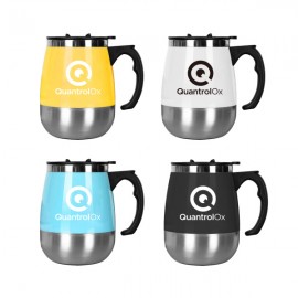 14oz Self Stirring Stainless Steel Mug with Logo