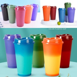 16oz Heat-Sensitive Color-Changing PP Plastic Drink Cup with Lid with Logo