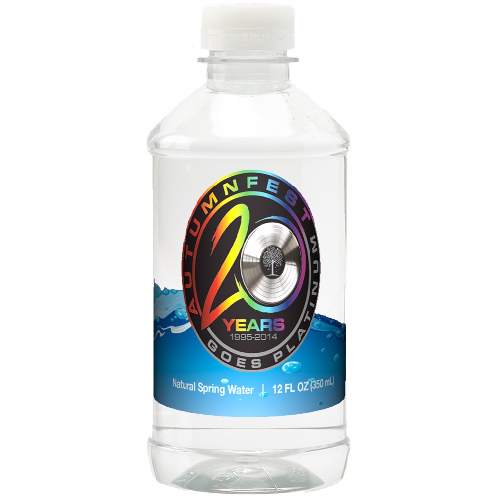 12 Oz. Custom Label Bottled Water in Recycled Plastic Bottle Custom Imprinted