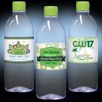 16.9 oz. Spring Water Full Color Label, Clear Bullet Bottle w/Lime Green Cap Custom Imprinted