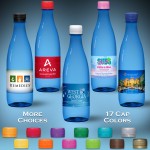 16.9 oz. Custom Labeled Water in Blue Glastic Bottle w/Flat Cap Logo Branded
