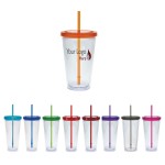 Custom Printed 32 Oz. Carnival Plastic Tumbler w/ Colored Straw