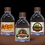 Promotional 8 oz. Custom Label Spring Water w/ Chocolate Brown Flat Cap - Clear Bottle