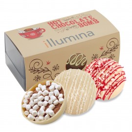 Hot Chocolate Bomb Gift Box - Deluxe Flavor - 2 Pack -White Chocolate Crystal, White Choc Peppermint Logo Branded
