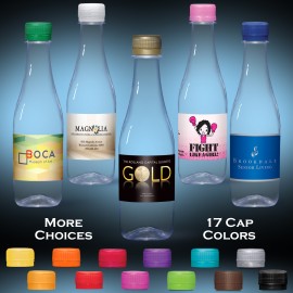 Logo Branded 12 oz. Custom Labled Water in Clear "Glastic" Bottle w/Flat Cap