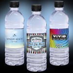 Promotional 16.9 oz. Custom Label Spring Water w/Black Flat Cap - Clear Bottle