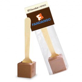 Custom Printed Hot Chocolate on a Spoon in Header Bag - Milk Chocolate