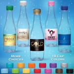 12 oz. Spring Water Full Color Label, Clear Glastic Bottle w/Blue Cap Logo Branded