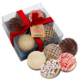 Hot Chocolate Bomb Gift Box - Deluxe Flavor - 4 Pack with Logo