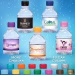 Promotional 8 oz. Custom Label Spring Water w/Blue Flat Cap - Clear Bottle
