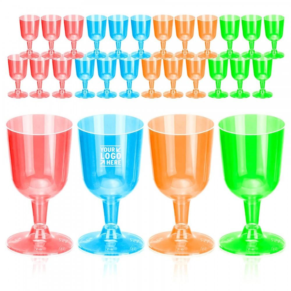 6 Oz Disposable Plastic Wine Glasses Logo Branded