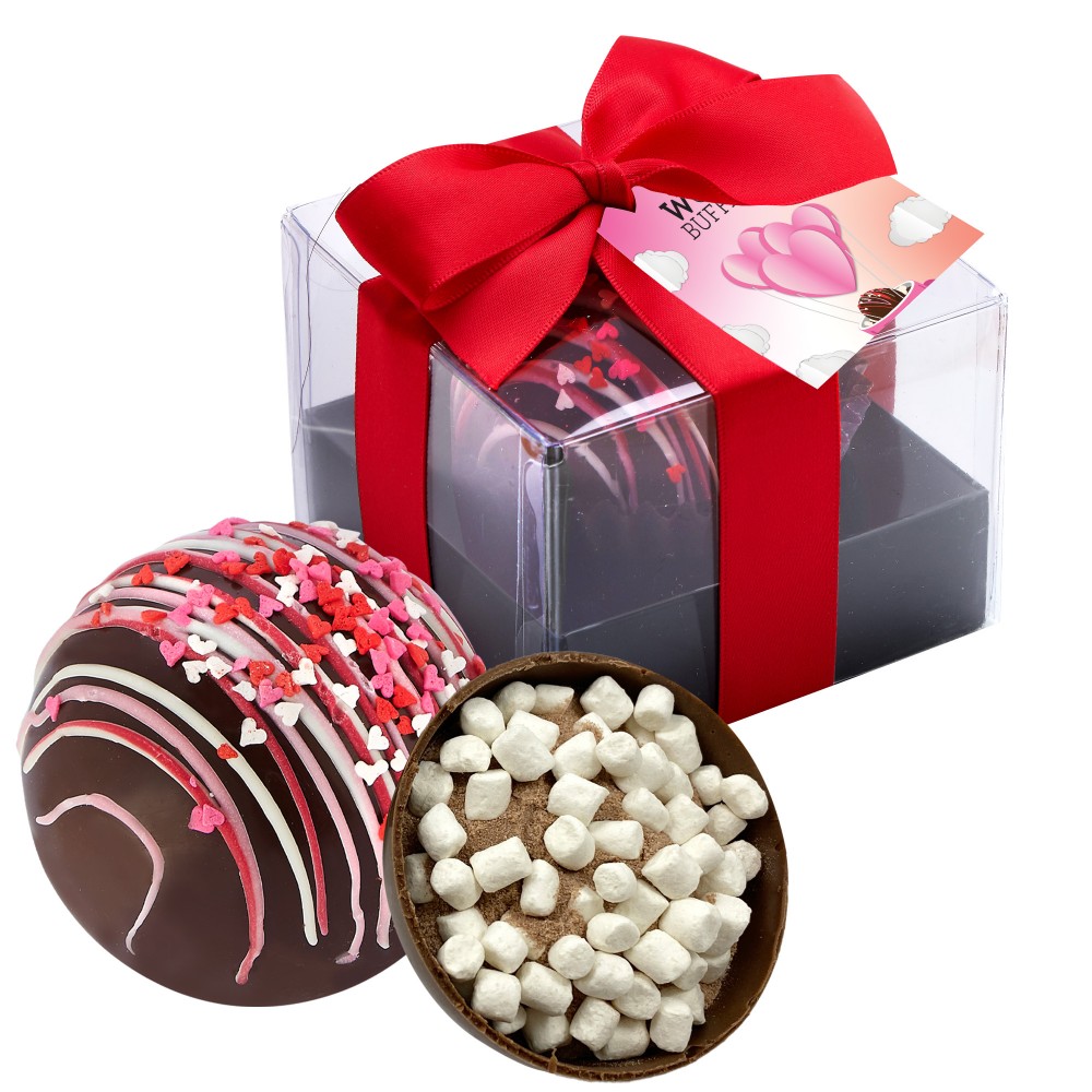 Custom Imprinted Hot Chocolate Bomb Gift Box w/ Hang Tag -Deluxe Flavor - Classic Milk