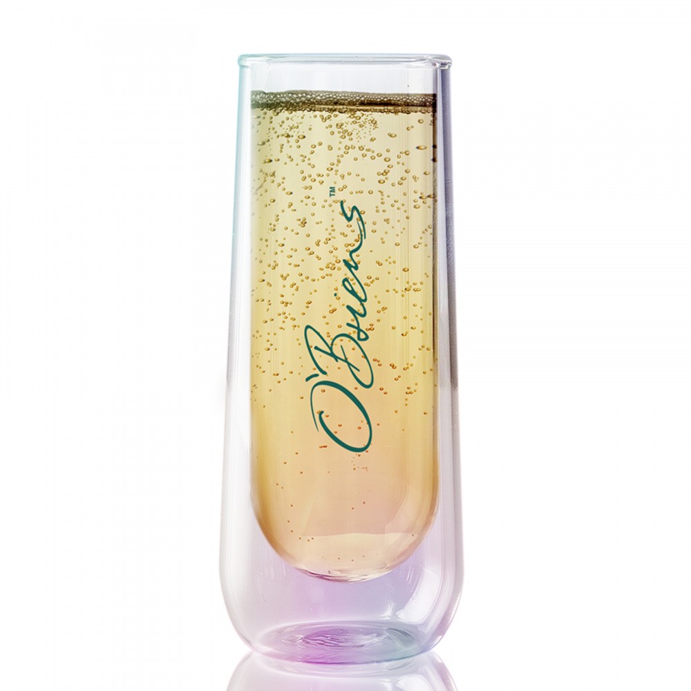 7.5 oz Asobu Iridescent Stemless Champagne Flute Logo Branded