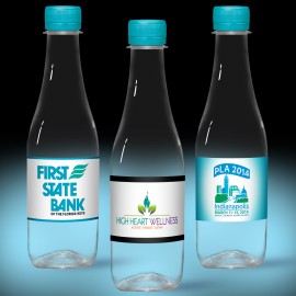 Custom Printed 12 oz. Full Color Label, Clear Glastic Bottle w/Berry Blue Cap