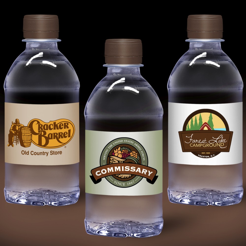 12 oz. Custom Label Spring Water w/ Chocolate Brown Cap - Clear Bottle Custom Imprinted 12 oz. Custom Label Spring Water w/ Chocolate Brown Cap - Clear Bottle Custom Imprinted