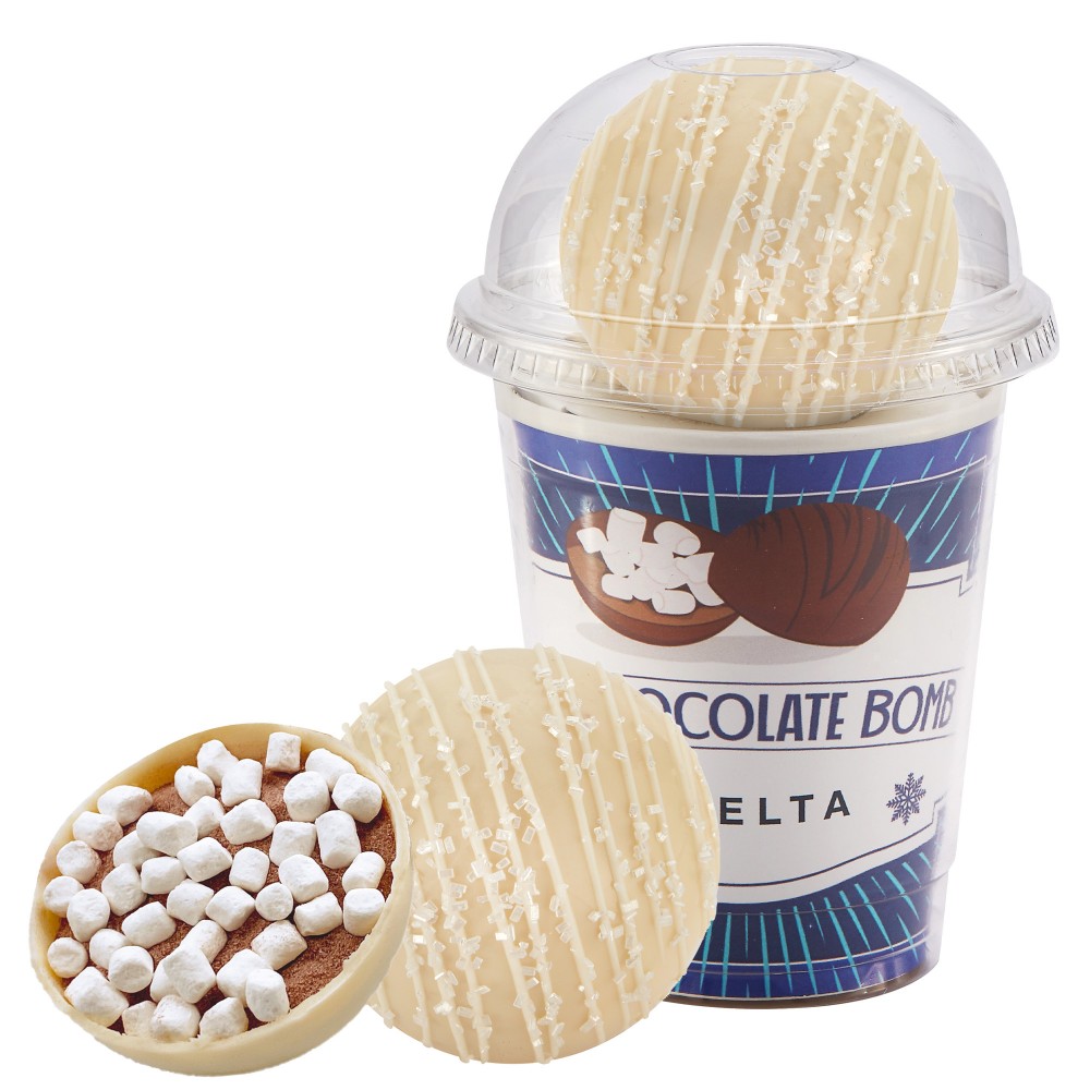 Hot Chocolate Bomb Cup Kit - Deluxe Flavor - White Chocolate Crystal Logo Branded