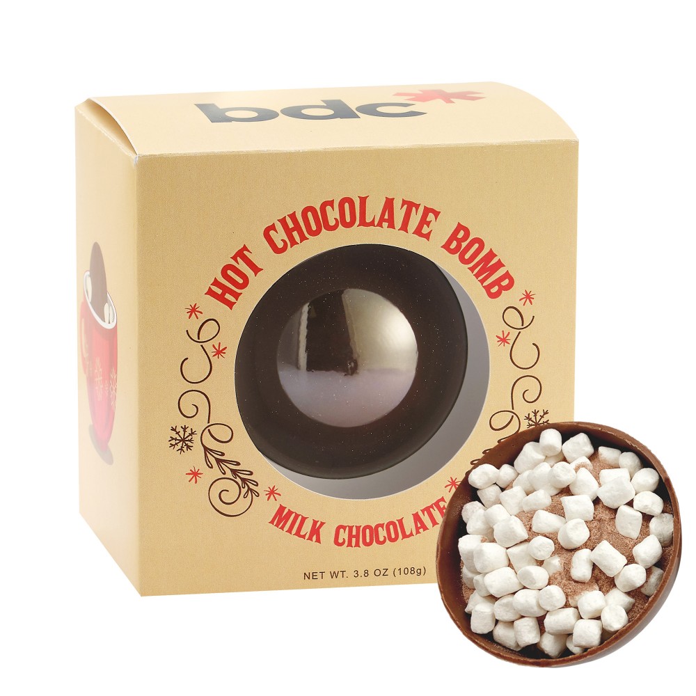 Custom Imprinted Hot Chocolate Bomb in Window Box - Milk Chocolate