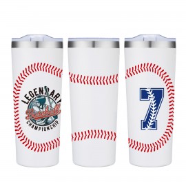 28 Oz. Baseball Design Double Wall Stainless Steel Vacuum Tumbler Water Bottle Custom Imprinted