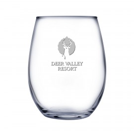 17 Oz. Stemless White Wine Glass (Deep Etch) Logo Branded