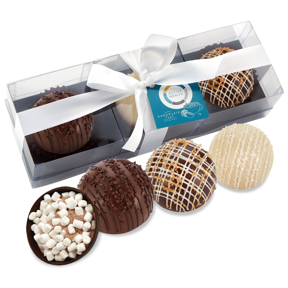 Hot Chocolate Bomb Gift Box - Deluxe Flavor - 3 Pack - Option 1 Logo Branded