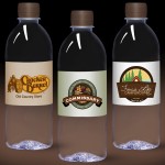 Promotional 16.9 oz. Water Full Color Label, Clear Bullet Bottle w/ Chocolate Brown Cap